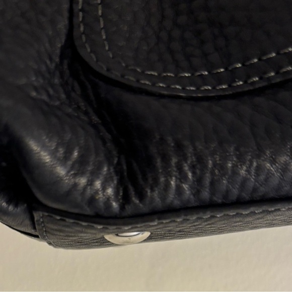 Coach Penelope Black Handbag Shoulder Bag Ruffle Pebbled Leather - Picture 6 of 13